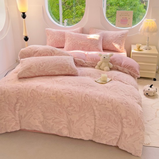 Thick rabbit fur plush milk fleece four-piece bed set, 2024 new coral fleece winter double-sided fleece quilt cover and sheets Thick rabbit fur plush milk fleece four-piece bed set, 2024 new coral fleece winter double-sided fleece quilt cover and sheets