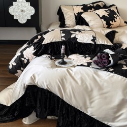 High-end, niche-style, printed, brushed cotton four-piece set, pure cotton autumn and winter thickened duvet cover and bedding High-end, niche-style, printed, brushed cotton four-piece set, pure cotton autumn and winter thickened duvet cover and bedding