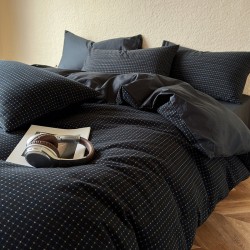 Spring and summer maternity-grade thickened pure cotton plaid four-piece set, simple jacquard duvet cover, Japanese-style all-cotton bedding Spring and summer maternity-grade thickened pure cotton plaid four-piece set, simple jacquard duvet cover, Japanese-style all-cotton bedding