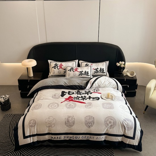 2025 autumn and winter new designer-style baby milk fleece four-piece set, coral fleece, thickened and warm sheets and quilt covers 2025 autumn and winter new designer-style baby milk fleece four-piece set, coral fleece, thickened and warm sheets and quilt covers