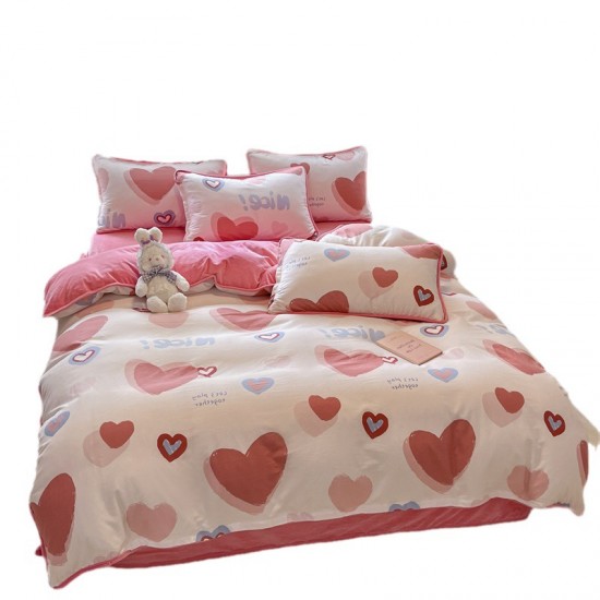 A pure cotton B milk fleece quilt cover, single-faced coral fleece quilt cover, winter pure cotton plush warm quilt cover