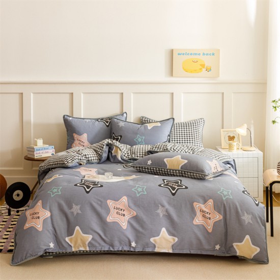 A pure cotton B milk fleece quilt cover, single-faced coral fleece quilt cover, winter pure cotton plush warm quilt cover