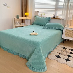 2024 Autumn/Winter milk velvet lace bed cover, anti-static, quilted, thickened, non-slip solid color bed cover set (three-piece set) 2024 Autumn/Winter milk velvet lace bed cover, anti-static, quilted, thickened, non-slip solid color bed cover set (three-piece set)