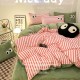 INS dopamine striped milk velvet four-piece set, thickened winter French coral fleece duvet cover, plush bed sheet three-piece set.