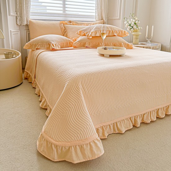 Free shipping on Korean double-sided washed cotton and linen bed cover, three-piece lace white quilted, non-slip bed sheet set for spring and summer. Free shipping on Korean double-sided washed cotton and linen bed cover, three-piece lace white quilted, non-slip bed sheet set for spring and summer.