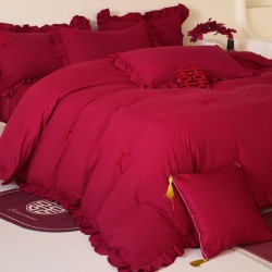 French romantic butterfly wedding four-piece set, bright red bed sheet and quilt cover, wedding quilt, dowry, wedding bedding set (4 pieces) French romantic butterfly wedding four-piece set, bright red bed sheet and quilt cover, wedding quilt, dowry, wedding bedding set (4 pieces)