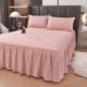 Bright red bed skirt, one-piece princess-style wedding bed sheet with skirt and apron cover. Bright red bed skirt, one-piece princess-style wedding bed sheet with skirt and apron cover.