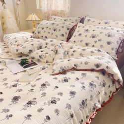Infant and toddler Category A pure cotton gauze quilt cover, double-layered, pure cotton crinkle yarn, children's and kindergarten lace quilt cover Infant and toddler Category A pure cotton gauze quilt cover, double-layered, pure cotton crinkle yarn, children's and kindergarten lace quilt cover
