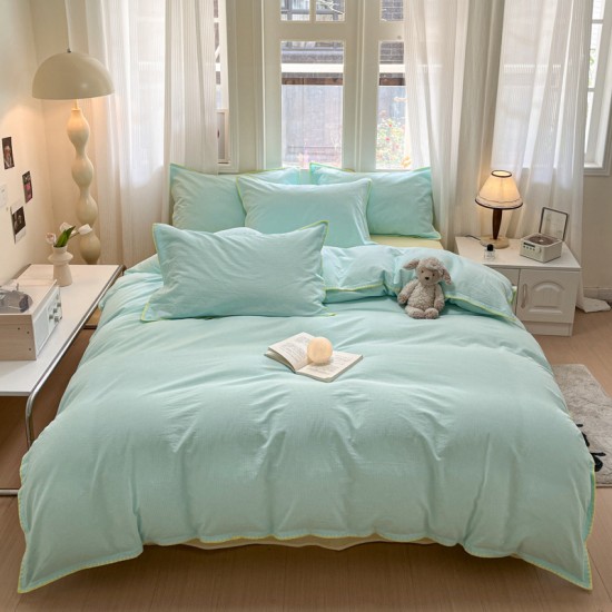 100% washed cotton four-piece bed sheet set, 100% cotton thickened quilt cover, three-piece bed sheet set for student dormitories. 100% washed cotton four-piece bed sheet set, 100% cotton thickened quilt cover, three-piece bed sheet set for student dormitories.