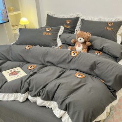 2025 new winter cartoon washed cotton brushed four-piece set, cute girls' sheets and quilt covers, three-piece bedding set 2025 new winter cartoon washed cotton brushed four-piece set, cute girls' sheets and quilt covers, three-piece bedding set