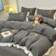 2025 new winter cartoon washed cotton brushed four-piece set, cute girls' sheets and quilt covers, three-piece bedding set