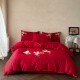 High-end Chinese wedding four-piece set, bright red, washed cotton quilt cover, wedding quilt, newlyweds' dowry bedding High-end Chinese wedding four-piece set, bright red, washed cotton quilt cover, wedding quilt, newlyweds' dowry bedding