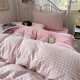 MUJI-style hemp rope washed cotton four-piece bed set, simple plaid bed sheet, duvet cover, dormitory three-piece fitted sheet.
