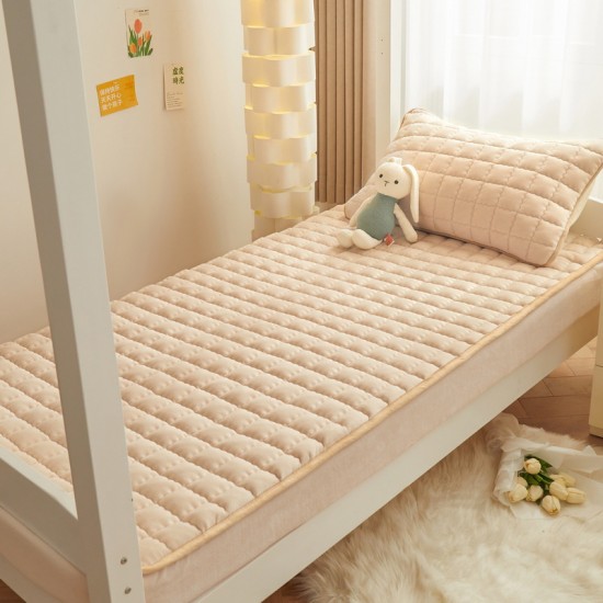 Student dormitory fitted sheet, 90x190mm, single fitted sheet, thickened milk coral fleece Thin mattress protector Student dormitory fitted sheet, 90x190mm, single fitted sheet, thickened milk coral fleece Thin mattress protector