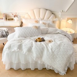 Princess-style fitted sheet, bed skirt, two-in-one bed cover, one-piece, quilted, four-season bed sheet with skirted apron Princess-style fitted sheet, bed skirt, two-in-one bed cover, one-piece, quilted, four-season bed sheet with skirted apron