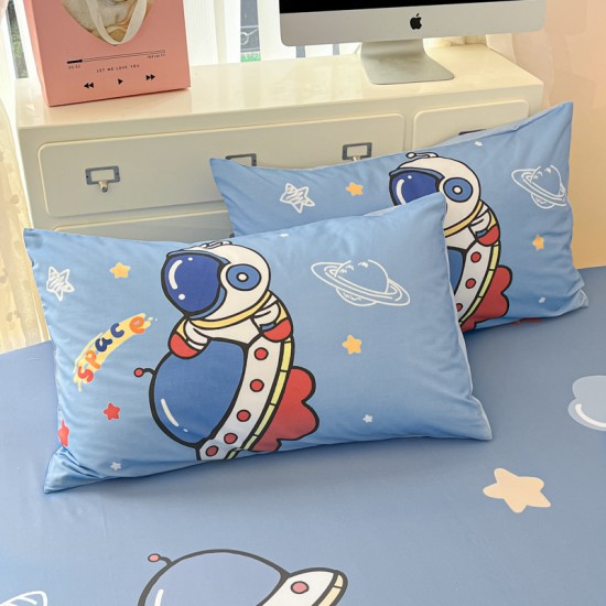Astronaut children's cotton fitted sheet, one-piece, cartoon boy mattress. Mattress cover, three-piece bed cover set, quilt cover, and pillowcase. Astronaut children's cotton fitted sheet, one-piece, cartoon boy mattress. Mattress cover, three-piece bed cover set, quilt cover, and pillowcase.