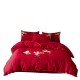 High-end Chinese wedding four-piece set, bright red, washed cotton quilt cover, wedding quilt, newlyweds' dowry bedding High-end Chinese wedding four-piece set, bright red, washed cotton quilt cover, wedding quilt, newlyweds' dowry bedding