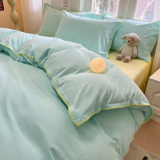100% washed cotton four-piece bed sheet set, 100% cotton thickened quilt cover, three-piece bed sheet set for student dormitories. 100% washed cotton four-piece bed sheet set, 100% cotton thickened quilt cover, three-piece bed sheet set for student dormitories.