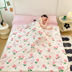 Hotel travel sleeping bag, summer lightweight train sleeper double, pure washed cotton, portable hotel travel sheet Hotel travel sleeping bag, summer lightweight train sleeper double, pure washed cotton, portable hotel travel sheet