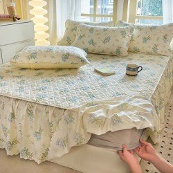 2025 new fitted sheet, four-piece. Seasonal universal pure cotton bedspread, 100% cotton thickened quilted bed skirt, three-piece mattress protector set. 2025 new fitted sheet, four-piece. Seasonal universal pure cotton bedspread, 100% cotton thickened quilted bed skirt, three-piece mattress protector set.