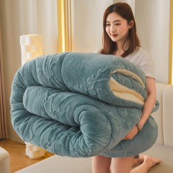 Large jacquard milk fleece winter quilt with core for warmth and thickness, suitable for single and double beds in all seasons, summer, spring, and autumn. Large jacquard milk fleece winter quilt with core for warmth and thickness, suitable for single and double beds in all seasons, summer, spring, and autumn.