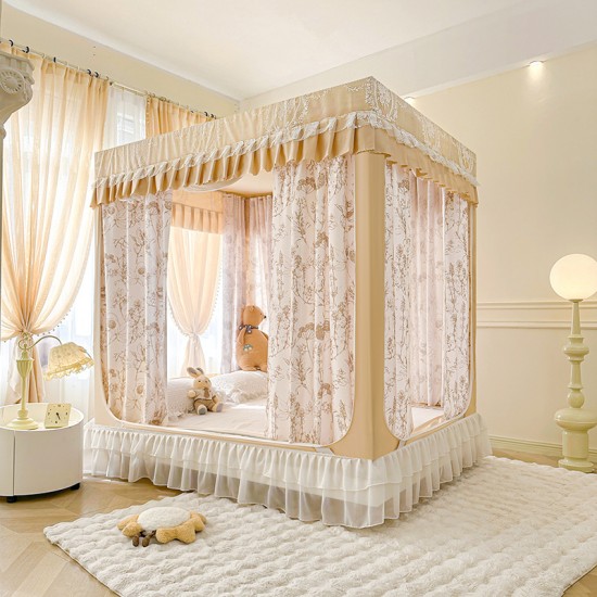 2025 new high-end bedroom mosquito net, princess-style blackout curtains, bed curtains, integrated children's anti-fall mosquito net