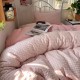 MUJI-style hemp rope washed cotton four-piece bed set, simple plaid bed sheet, duvet cover, dormitory three-piece fitted sheet.