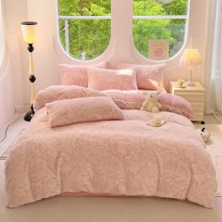 Thick rabbit fur plush milk fleece four-piece bed set, 2024 new coral fleece winter double-sided fleece quilt cover and sheets Thick rabbit fur plush milk fleece four-piece bed set, 2024 new coral fleece winter double-sided fleece quilt cover and sheets