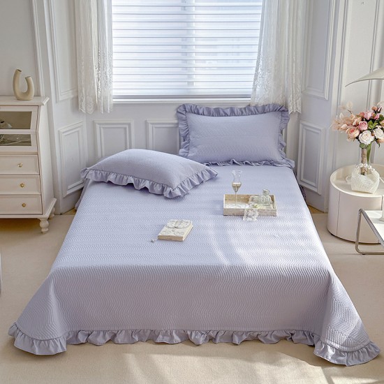 Free shipping on Korean double-sided washed cotton and linen bed cover, three-piece lace white quilted, non-slip bed sheet set for spring and summer. Free shipping on Korean double-sided washed cotton and linen bed cover, three-piece lace white quilted, non-slip bed sheet set for spring and summer.