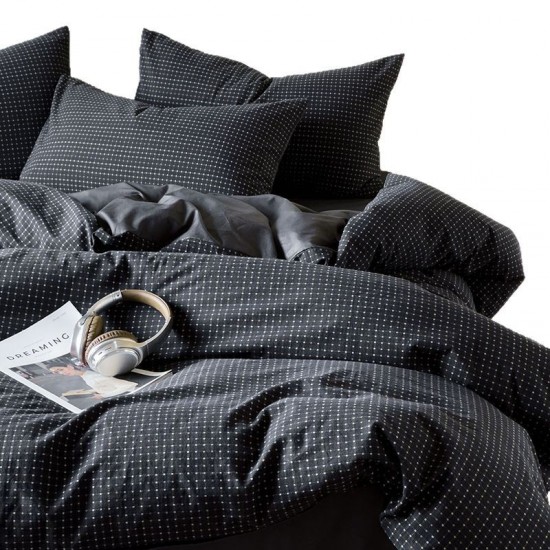 Spring and summer maternity-grade thickened pure cotton plaid four-piece set, simple jacquard duvet cover, Japanese-style all-cotton bedding Spring and summer maternity-grade thickened pure cotton plaid four-piece set, simple jacquard duvet cover, Japanese-style all-cotton bedding