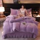 Thickened, warm, solid color milk velvet four-piece set, winter coral velvet duvet cover, mink velvet bed skirt.