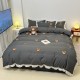2025 new winter cartoon washed cotton brushed four-piece set, cute girls' sheets and quilt covers, three-piece bedding set