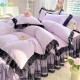 French fiber four-piece bed set, Hepburn-style, skin-friendly cotton bedspread, lace quilt cover, four-season use French fiber four-piece bed set, Hepburn-style, skin-friendly cotton bedspread, lace quilt cover, four-season use