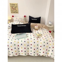INS American-style autumn and winter thickened and warm milk fleece, girly fairy polka dot four-piece coral fleece set, 1.5m x 1.8m INS American-style autumn and winter thickened and warm milk fleece, girly fairy polka dot four-piece coral fleece set, 1.5m x 1.8m
