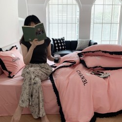 Waffle washed cotton four-piece set, summer bedding, dormitory three-piece duvet cover, bed sheet. Single black lace fitted sheet (ins) Waffle washed cotton four-piece set, summer bedding, dormitory three-piece duvet cover, bed sheet. Single black lace fitted sheet (ins)