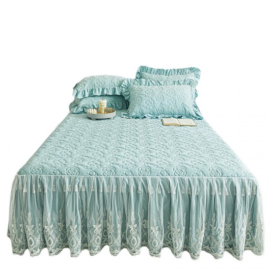 Princess style lace bed skirt, one-piece, lace quilted fitted sheet with skirt, four-season three-piece set. Princess style lace bed skirt, one-piece, lace quilted fitted sheet with skirt, four-season three-piece set.