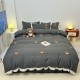 2025 new winter cartoon washed cotton brushed four-piece set, cute girls' sheets and quilt covers, three-piece bedding set