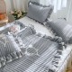 Korean style pure cotton washed cotton quilted three-piece bed cover set, solid color washed cotton quilted lace sheets, tatami ins Korean style pure cotton washed cotton quilted three-piece bed cover set, solid color washed cotton quilted lace sheets, tatami ins