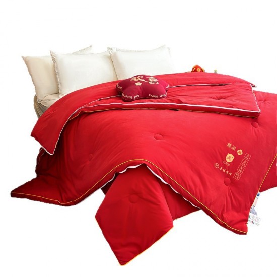 Bridal red summer quilt, air-conditioning quilt, fiber knitted cotton, spring, autumn, and winter quilt core, mother-and-child quilt, wedding supplies Wedding Bridal red summer quilt, air-conditioning quilt, fiber knitted cotton, spring, autumn, and winter quilt core, mother-and-child quilt, wedding supplies Wedding