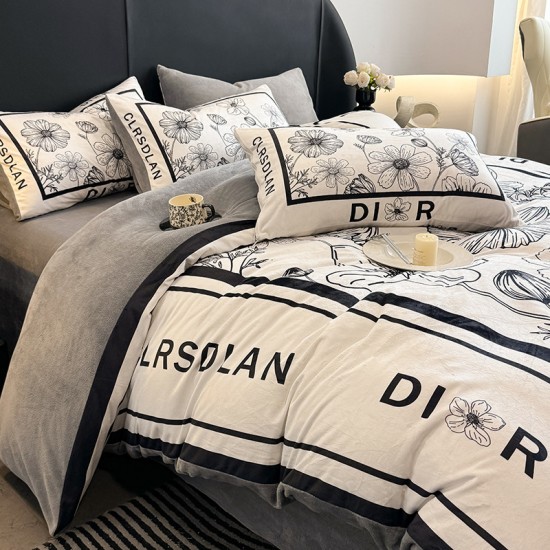 2025 autumn and winter new designer-style baby milk fleece four-piece set, coral fleece, thickened and warm sheets and quilt covers 2025 autumn and winter new designer-style baby milk fleece four-piece set, coral fleece, thickened and warm sheets and quilt covers
