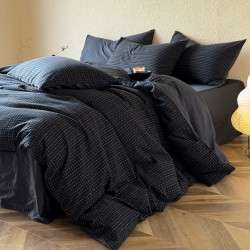 Spring and summer maternity-grade thickened pure cotton plaid four-piece set, simple jacquard duvet cover, Japanese-style all-cotton bedding Spring and summer maternity-grade thickened pure cotton plaid four-piece set, simple jacquard duvet cover, Japanese-style all-cotton bedding