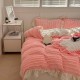 Girly heart tassel lotus leaf lace quilt, thickened milk velvet four-piece set, warm coral fleece bedding for autumn and winter. Girly heart tassel lotus leaf lace quilt, thickened milk velvet four-piece set, warm coral fleece bedding for autumn and winter.