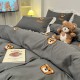2025 new winter cartoon washed cotton brushed four-piece set, cute girls' sheets and quilt covers, three-piece bedding set