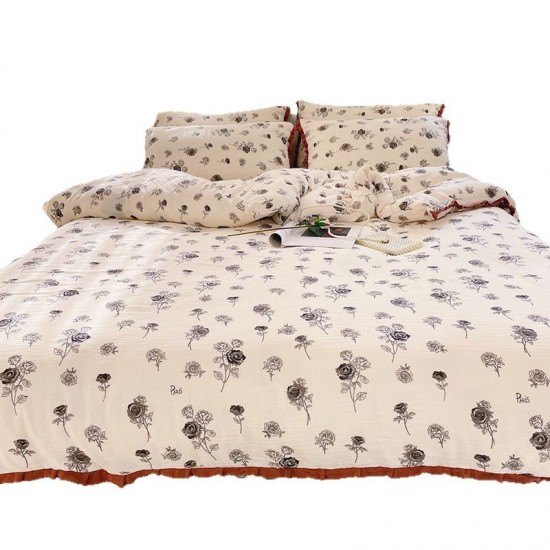 Infant and toddler Category A pure cotton gauze quilt cover, double-layered, pure cotton crinkle yarn, children's and kindergarten lace quilt cover Infant and toddler Category A pure cotton gauze quilt cover, double-layered, pure cotton crinkle yarn, children's and kindergarten lace quilt cover