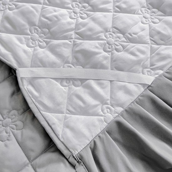 Washed cotton bed skirt, single solid color quilted dust cover, 1.5m x 1.8m sheet, non-slip fitted sheet