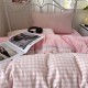 MUJI-style hemp rope washed cotton four-piece bed set, simple plaid bed sheet, duvet cover, dormitory three-piece fitted sheet.
