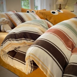 Winter milk fleece four-piece bedding set, plush, thickened coral fleece, Flannel blue duvet cover, winter three-piece set Winter milk fleece four-piece bedding set, plush, thickened coral fleece, Flannel blue duvet cover, winter three-piece set