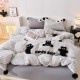 Cute cartoon washed cotton four-piece bed set, pure cotton quilt cover, children's three-piece fitted sheet set, type A Cute cartoon washed cotton four-piece bed set, pure cotton quilt cover, children's three-piece fitted sheet set, type A