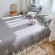 Korean style pure cotton washed cotton quilted three-piece bed cover set, solid color washed cotton quilted lace sheets, tatami ins Korean style pure cotton washed cotton quilted three-piece bed cover set, solid color washed cotton quilted lace sheets, tatami ins