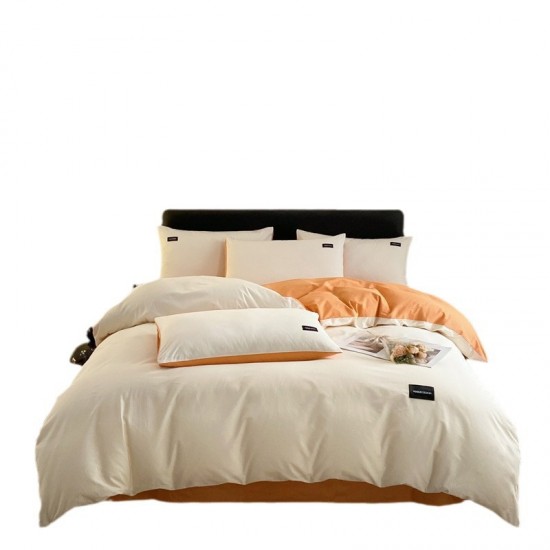 Light luxury satin jacquard four-piece set, 2024 new orange-orange duvet cover. Light luxury satin jacquard four-piece set, 2024 new orange-orange duvet cover.